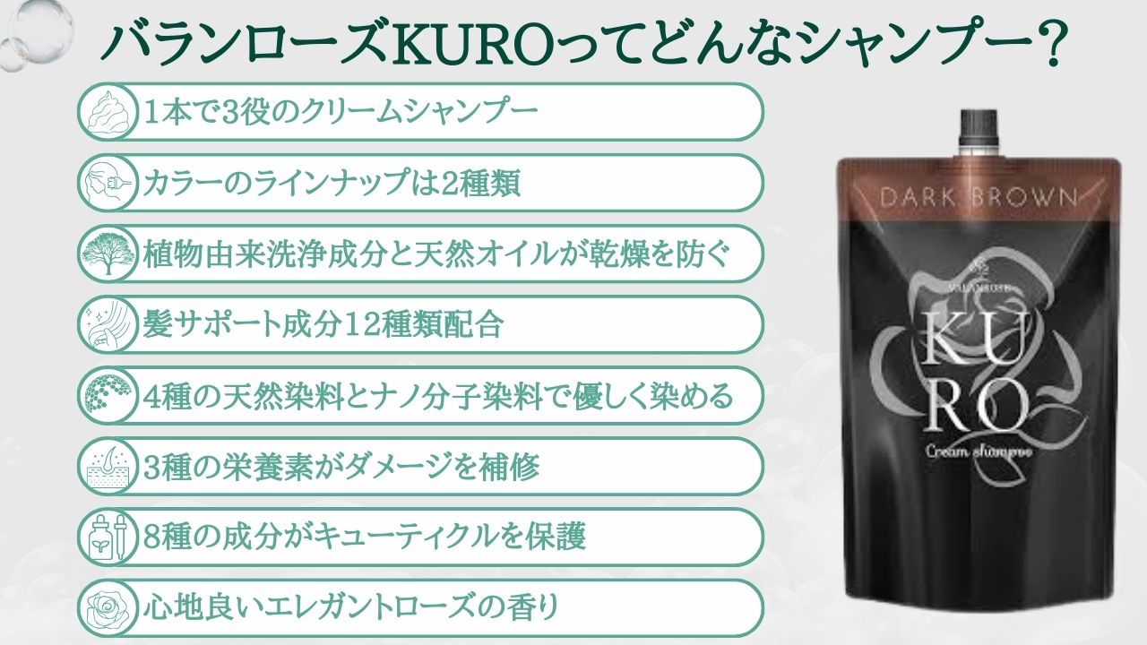 バランローズKUROってどんなシャンプー？成分や効果を紹介